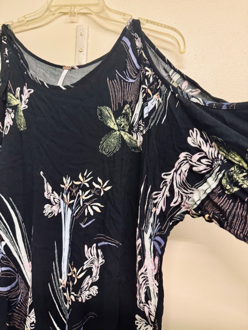 Free People Black and Pastel Floral Mini Dress - Picture 3 of 3